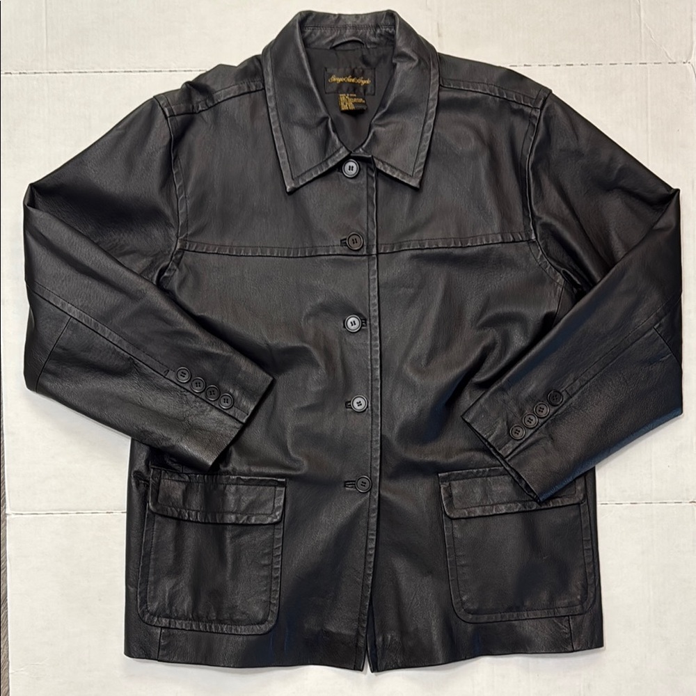 Giorgio Sant Angelo Men’s Black Real Leather Jacket Size XL